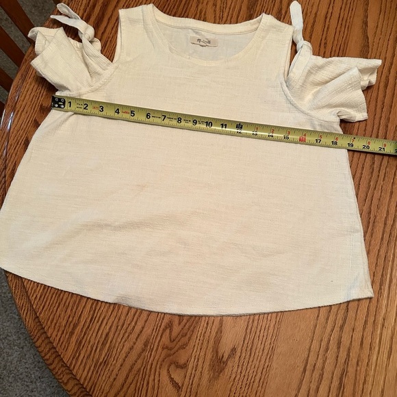MADEWELL Skylark Top Cold Shoulder Bow Sz S Textured Ivory Boxy Relaxed Fit - Picture 5 of 9